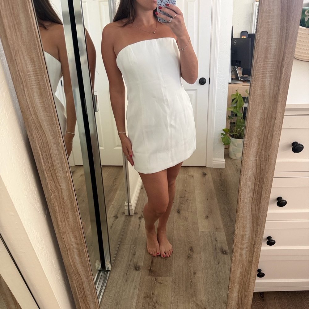 Meshki Strapless White Mini Dress